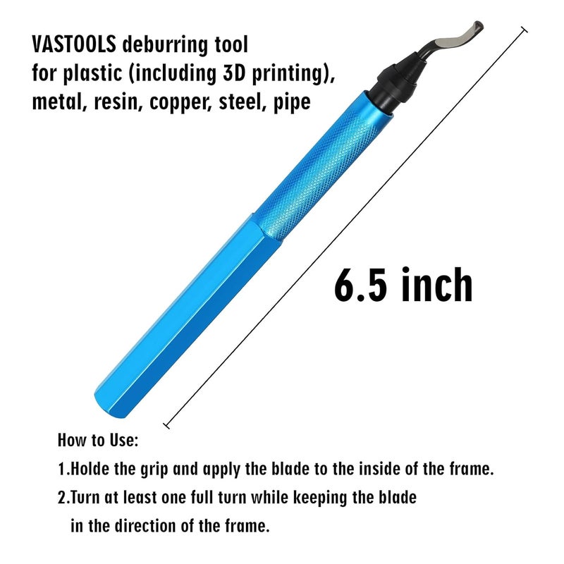 VASTOOLS Deburring Tool Kit/Metal Handle Chamfer Tool 6-1/2“ / for Aluminum, Brass, Plastic Pipes Tube Hole/with Extra 10 HSS Blades … - Image 5