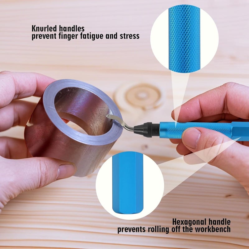 VASTOOLS Deburring Tool Kit/Metal Handle Chamfer Tool 6-1/2“ / for Aluminum, Brass, Plastic Pipes Tube Hole/with Extra 10 HSS Blades … - Image 3