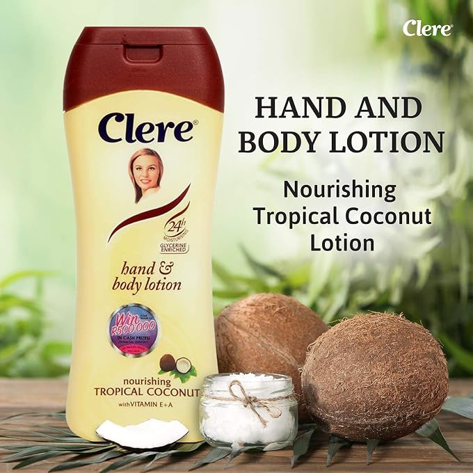CLERE Hand and Body Lotion, Nourishing Tropical Coconut With Glycerine and Vitamin E & A 400 ml (Pack of 1) - Image 3