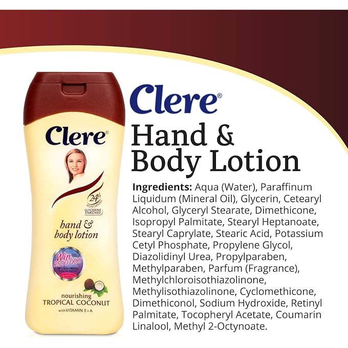 CLERE Hand and Body Lotion, Nourishing Tropical Coconut With Glycerine and Vitamin E & A 400 ml (Pack of 1) - Image 2