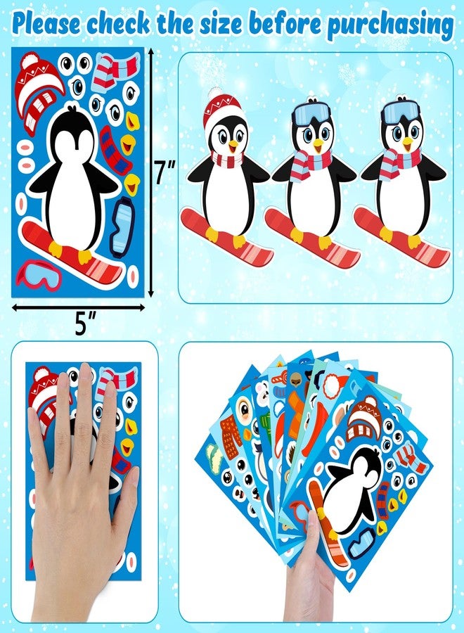 Moon Boat 60Sheets Winter Animal Stickers Crafts Bulk, Christmas Make- A- Penguin/Fox/Owl/Reindeer Face Sticker Holiday Gifts Goodie Bag Stuffer Activity Games Party Favors(Small Size) - Image 4