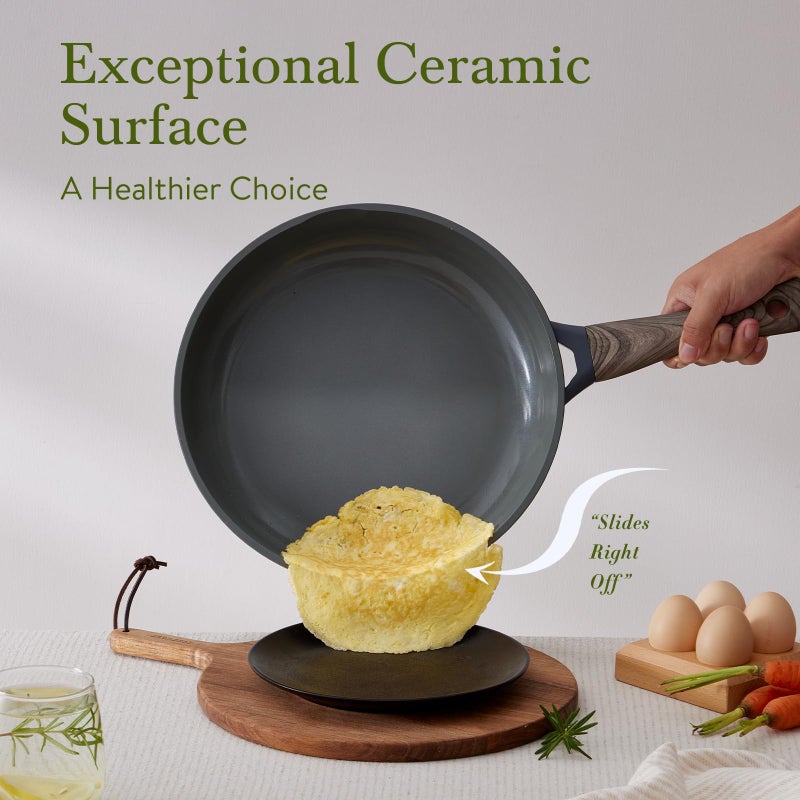 USELUCK 22Pcs Pots and Pans Set Non Stick Non-Toxic Ceramic Cookware Sets Nonstick Kitchen Pot and Pan Set With Lid Gray Granite Induction Compatible with Glass Lids 10" Griddles Frying Pan PFOA/PFOS-Free - Image 4