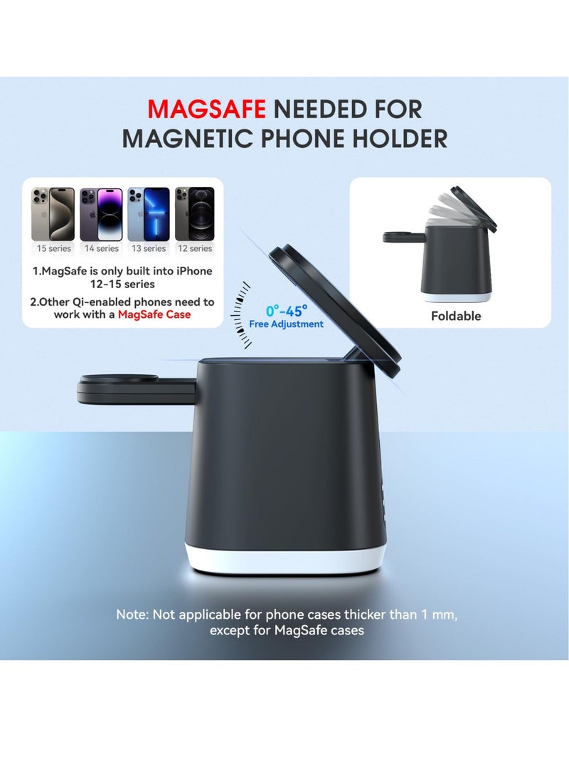 Excefore 3 in 1 Charging Station with Night Light and Alarm Clock  Iphone Iwatch Airpod Wireless Charging Dock Travel Charger Combo For IPhone 15/14/13/12 Pro/Max/Plus AirPods Watch - Image 4