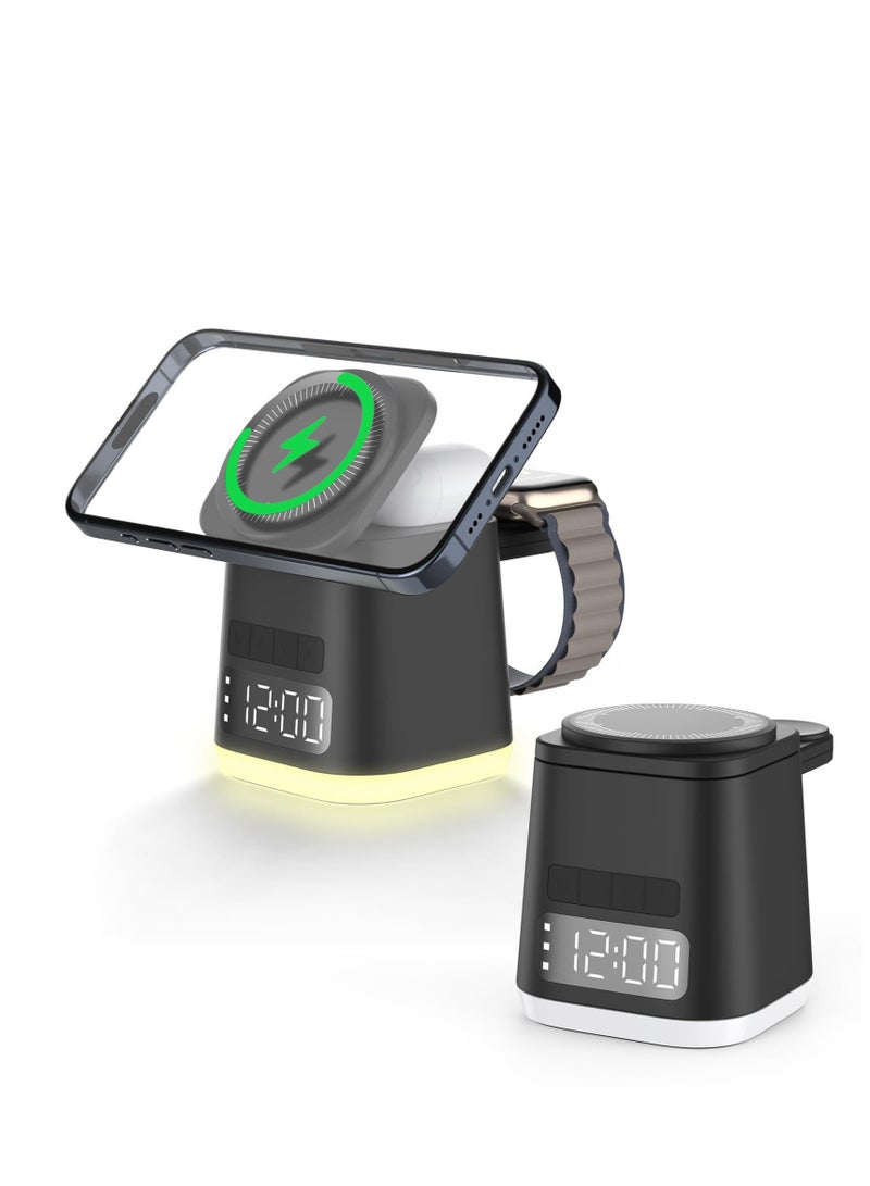 Excefore 3 in 1 Charging Station with Night Light and Alarm Clock  Iphone Iwatch Airpod Wireless Charging Dock Travel Charger Combo For IPhone 15/14/13/12 Pro/Max/Plus AirPods Watch - Image 1