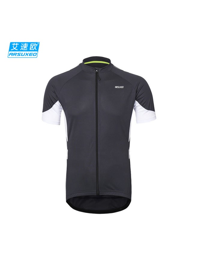 Outdoor Summer Men's Cycling Clothing Cycling Clothing Short-sleeved Tops Full Zipper Quick-drying Breathable Sweat-absorbent 636