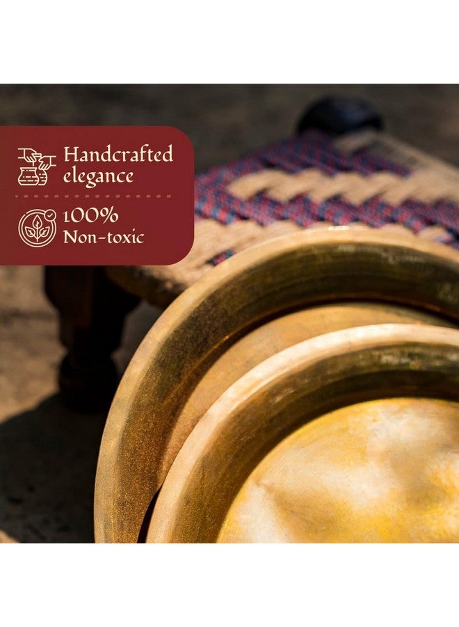 P-TAL Brass Thali 11" Serving Tableware 100% Pure Brass Plate Dinner Thali Ptal Brass Dinnerware for Your Kitchen (Set of 2) - Image 4