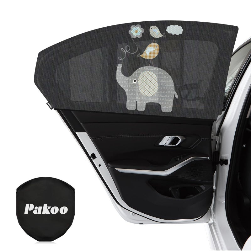 Pakoo Car Window Shade for Baby UV Protection Breathable Mesh Baby Window Covers Universal Fit Stretchable Sun Shades Keep Car Interior Cool and Comfortable for Toddler Kids Children 2 Pack - Image 2