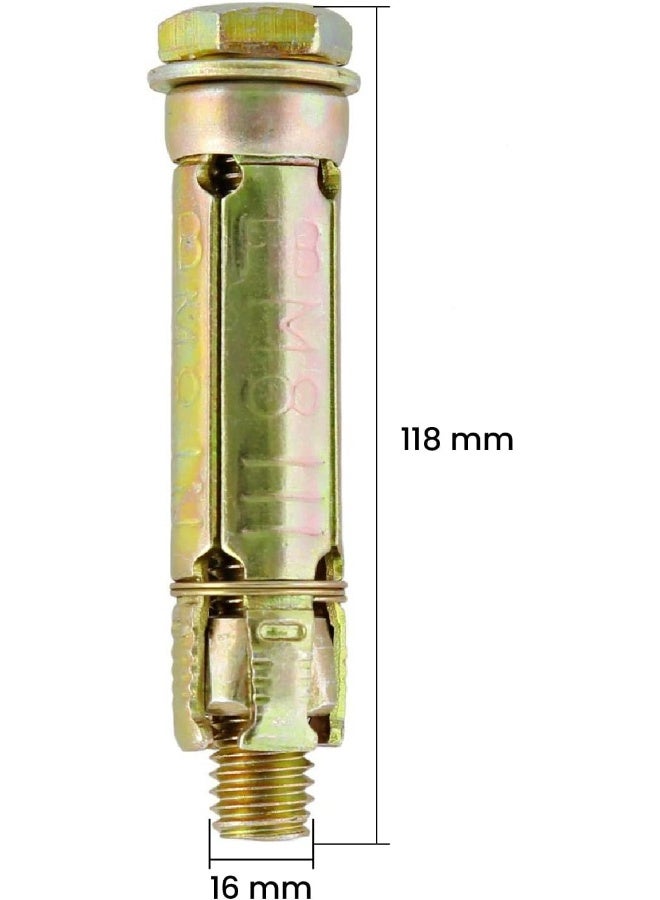 Biella™ Pack Of 5 Screw Bolts Hex Nut Expansion Bolt Sleeve Anchors Heavy Duty Wall Plug For Wall Anchor Caverty Wall Fixings (16mm) - Image 2