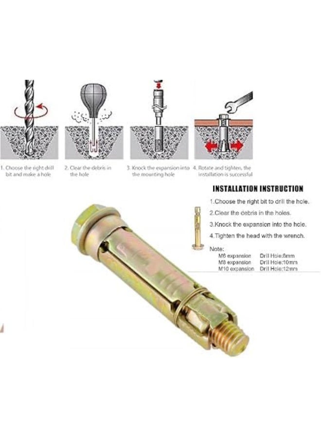 Biella™ Pack Of 5 Screw Bolts Hex Nut Expansion Bolt Sleeve Anchors Heavy Duty Wall Plug For Wall Anchor Caverty Wall Fixings (16mm) - Image 4