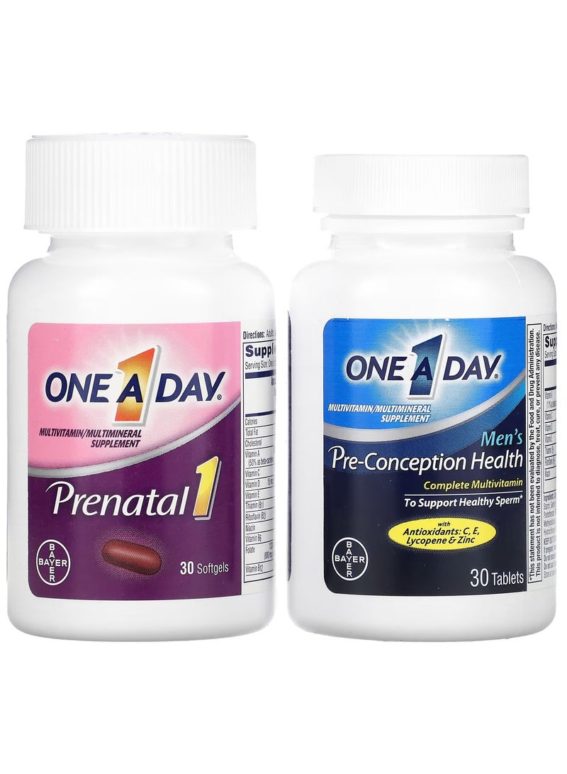 ONE A DAY Pre-Pregnancy Couple's Pack, Women's Prenatal 1 & Men's Pre-Conception Health, (30 Softgels + 30 Tablets) - Image 3