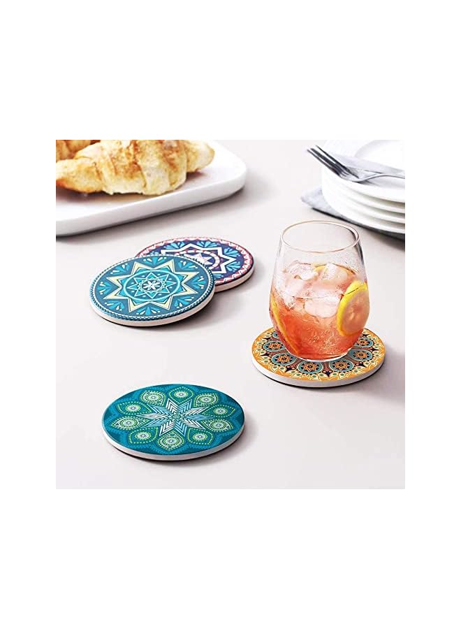 The Bros Drink Coasters Absorbent Ceramic Coasters With Cork Base,Prevent Furniture From Dirty And Scratched (Multicolor) - Image 4