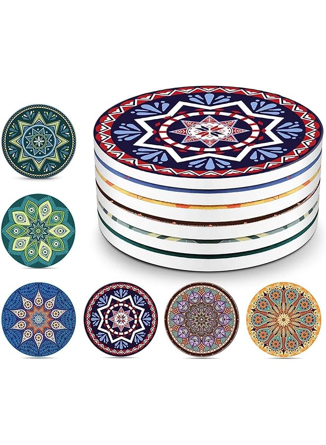 The Bros Drink Coasters Absorbent Ceramic Coasters With Cork Base,Prevent Furniture From Dirty And Scratched (Multicolor) - Image 1