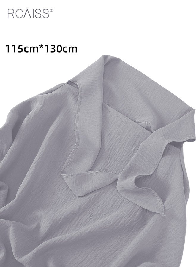 roaiss Women's Ice Silk Wrinkle Headscarf Ladies Hijab Extended Scarf Shawl Warm Sunshade and Dustproof Grey - Image 3