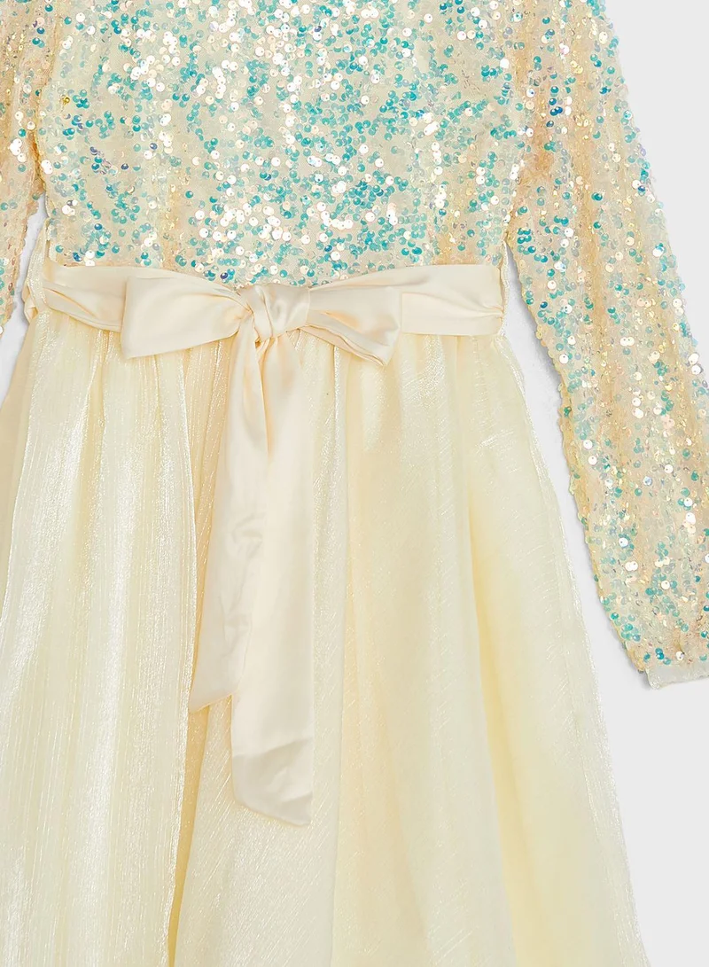 Little Golden Apple Sequin Bodice Dress