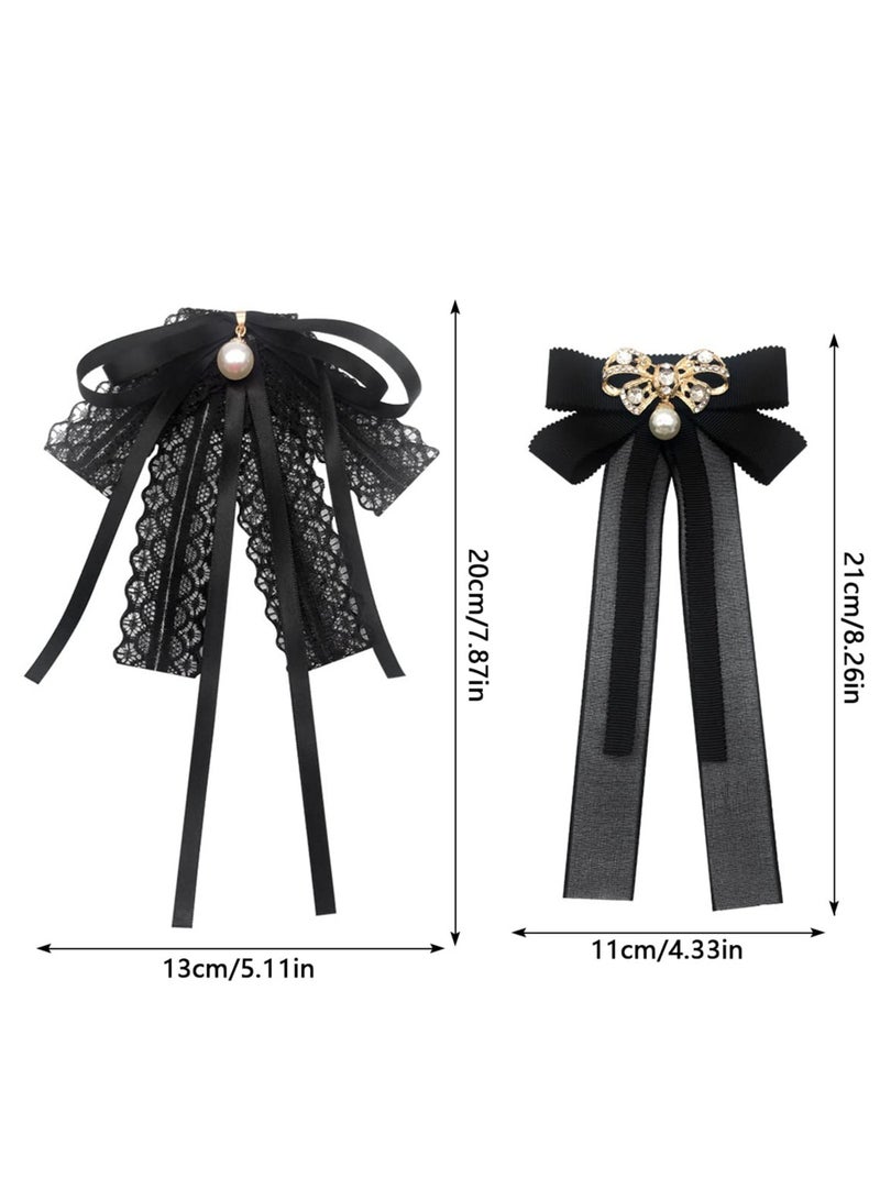 سيوسي دبابيس الزهرة مع اللؤلؤ، مجموعة من 2 دبابيس مزينة بالراين للقوس الجاهز مسبقًا للنساء والفتيات، مثالية كزينة لحفلات الزفاف - Image 3