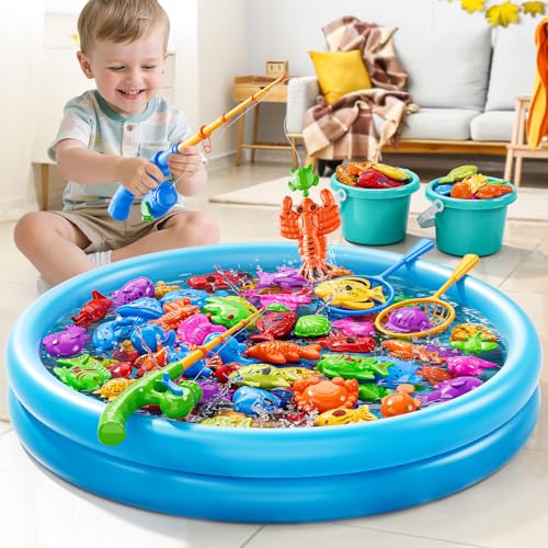 KIZONLY Magnet Fishing Game for Kids 35 48 Fish Toys for Kids 35 Bathtub Floating Toy Fishing Pole Water Table Pool with Rod Net Bath Outdoor Gifts for Toddlers Baby Age 3 4 5 6 7 8 Year Old - Image 5