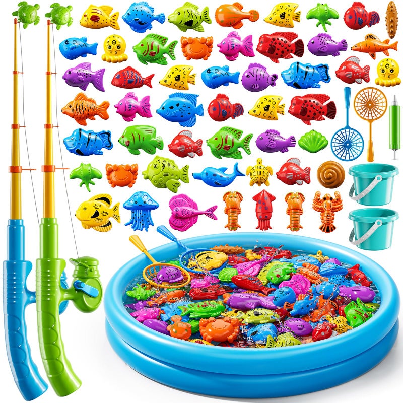 KIZONLY Magnet Fishing Game for Kids 35 48 Fish Toys for Kids 35 Bathtub Floating Toy Fishing Pole Water Table Pool with Rod Net Bath Outdoor Gifts for Toddlers Baby Age 3 4 5 6 7 8 Year Old - Image 3
