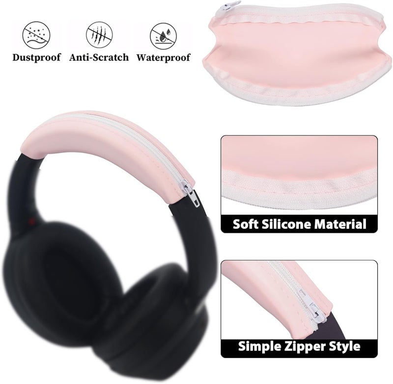 غطاء عصابة الرأس السيليكوني البديل المضاد للعرق من Adhiper لسماعات Sony WH-1000XM4/XM3، WH-CH720N/CH710N، WH-XB910N/XB900N، WH-CH520/CH510، ULT WEAR ولسماعات Soundcore Q45 Q35 Q30 Q20 Q20i Q10 - الإصدار الوردي - Image 3