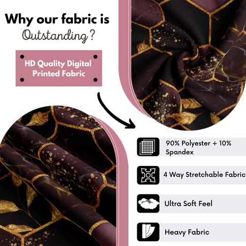 BRIDA Stretchable Floral Geometric Printed Dining Chair Seat Covers Elastic Chair Seat Case Protector, Slipcovers (Golden Hexagon, 4 Seat Cover) - Image 4
