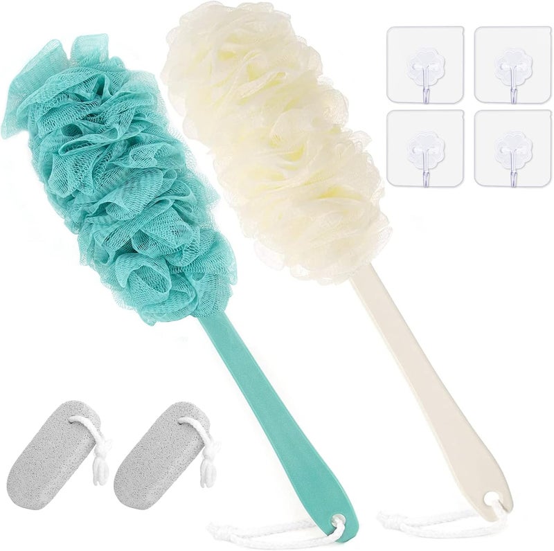 WOBEVB Back Scrubber for Shower, Long Handle Back Loofah Shower Brush, Bath Brush for Women Men, Soft Nylon Mesh Back Cleaner Washer, Loofah Sponge Exfoliating Body Scrubber for Skin Care