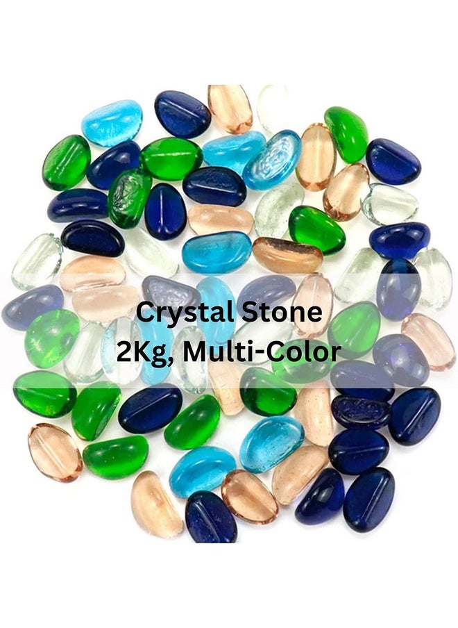 Generic - Multicolored Glossy Marbles (Cashew Crystal Stones, 2Kg) (1.5Cm - 3Cm) Decorative Stone, Party Table Scatter, Pebbles For Vase Fillers, Weddings, Decoration & Beads For Aquarium - Image 1