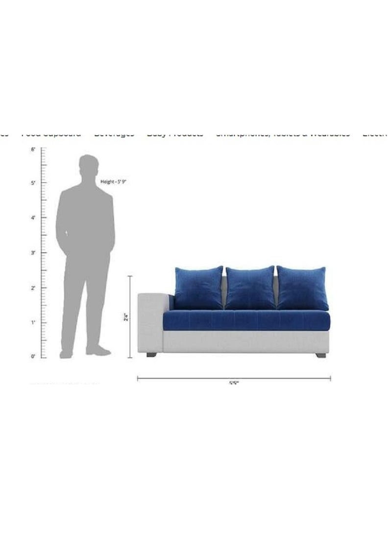 Ripple FURNITURE Simple Leisure Fashion Fabric Combination Living Room Sofa Set  L Shape 5 Seater Blue 95X30X28  - Image 4