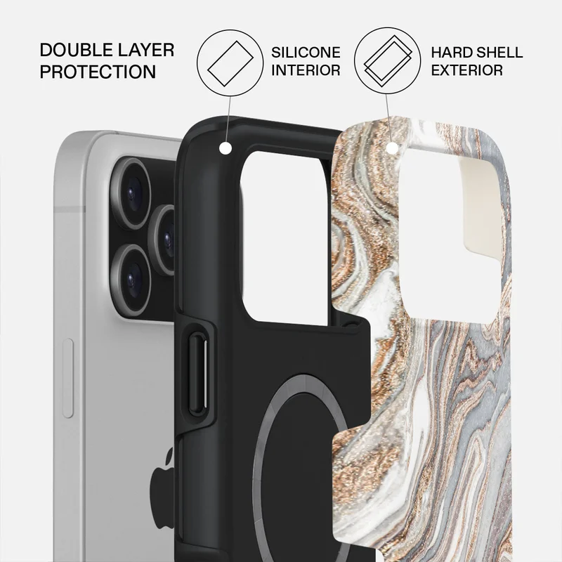 بورجا جراب iPhone 17 Pro Max Gentle Wind Premium متوافق مع هيكل صلب مزدوج الطبقات هجين + حماية من السيليكون - غطاء محمول مقاوم للخدش والصدمات