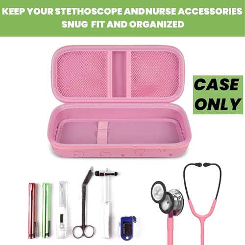 ALKOO Stethoscope Case Compatible with 3M Littmann Classic III Monitoring/Lightweight II S.E/Cardiology IV Diagnostic/MDF Acoustica Stethoscopes, Extra Pocket for Doctor & Nurse Accessories (Pink) - Image 2