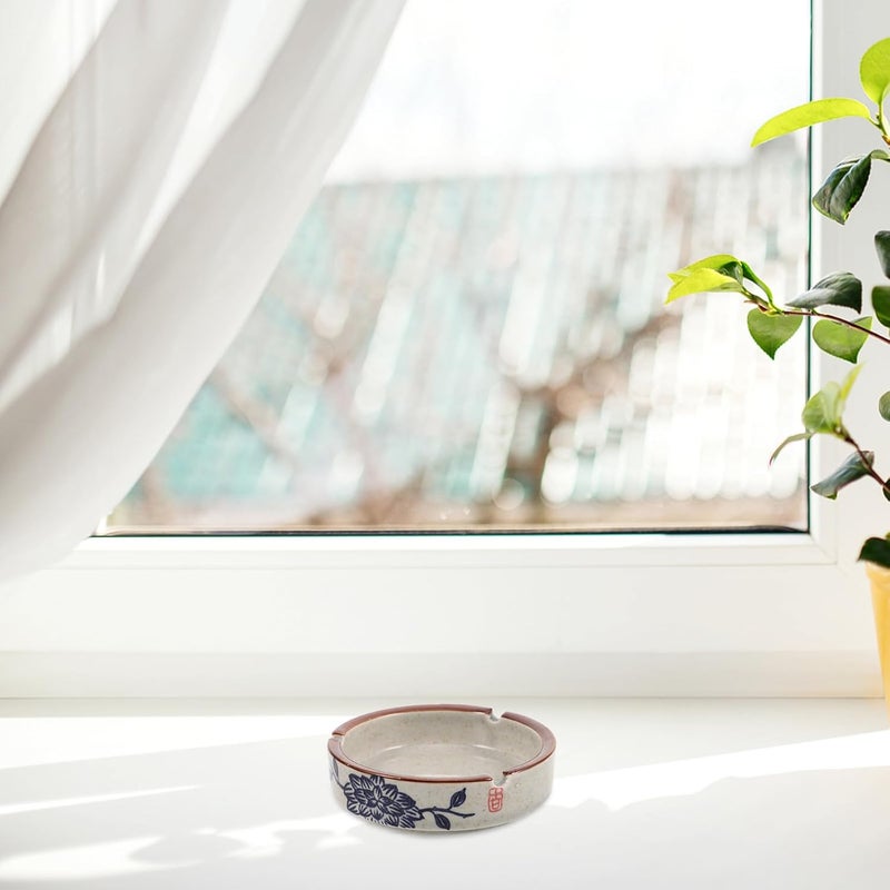 Porcelain Ashtray Windproof Ceramic Smoking Tray with Large Capacity for Indoor Office and Outdoor Patio Use, Decorative Desktop Ash Holder - Image 5