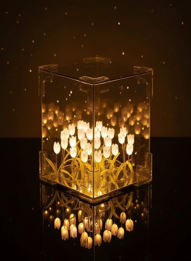 Oblivion Cube Tulip Night Lamp | LED Decorative Night Lamp for Bedroom, Living Room, Office – Multicolor (1 Set) - Image 2