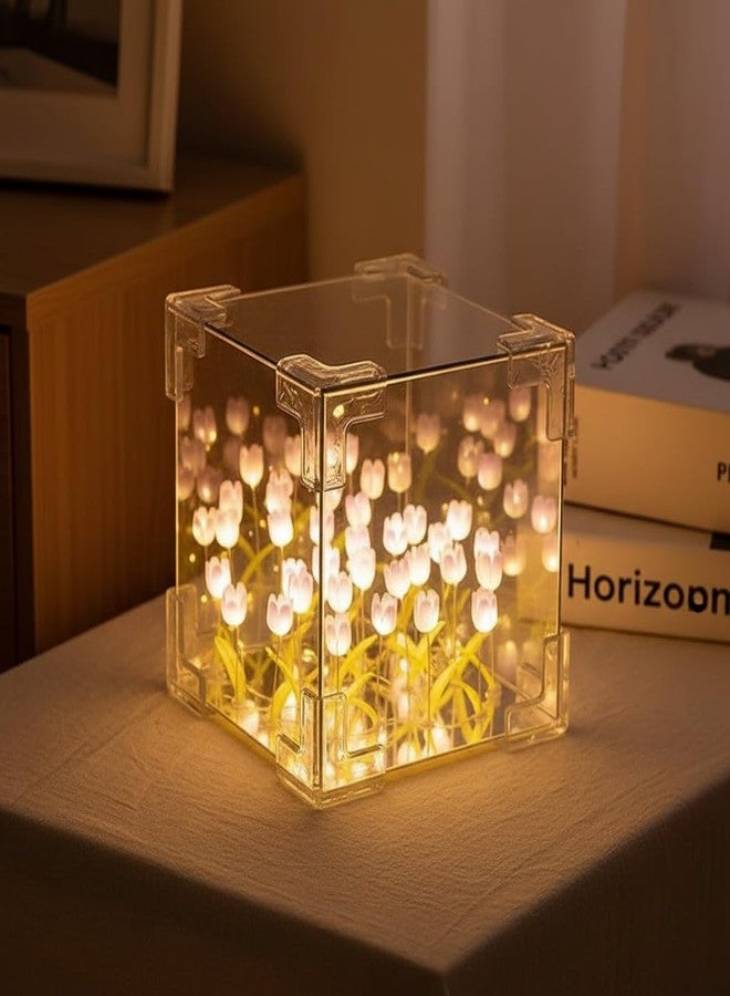 Oblivion Cube Tulip Night Lamp | LED Decorative Night Lamp for Bedroom, Living Room, Office – Multicolor (1 Set) - Image 1