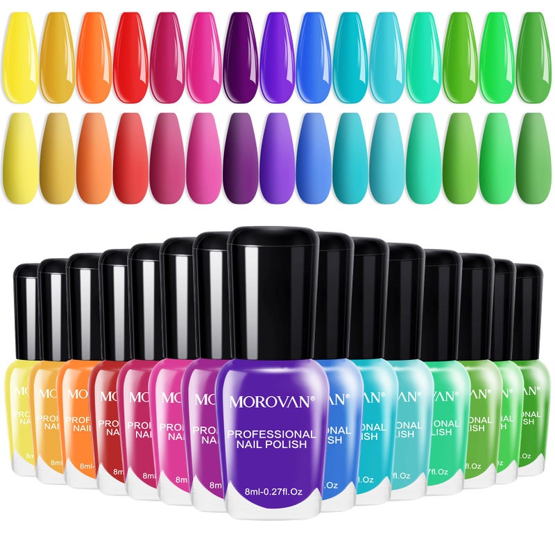 Morovan 15 Bright Color 0.27oz Air Quick Dry Nail Polish Gift Set for Women - Image 1