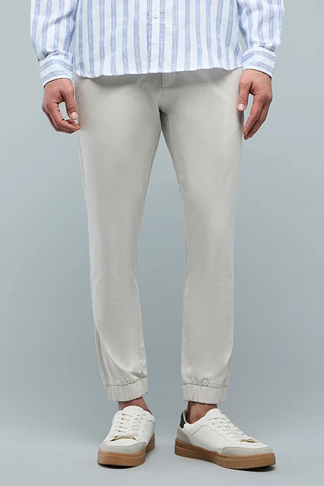 R&B Solid Jogger Pants with Drawstring Waist