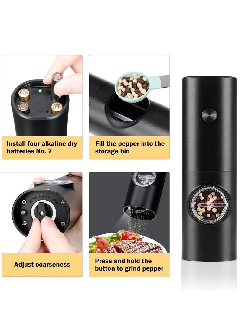 Bukela Electric Pepper Grinder or Salt Mill, Battery Powered Automatic Pepper Mill, Ceramic Grinder with Adjustable Coarseness,and Salt Mill Refillable, One Hand  - Image 5