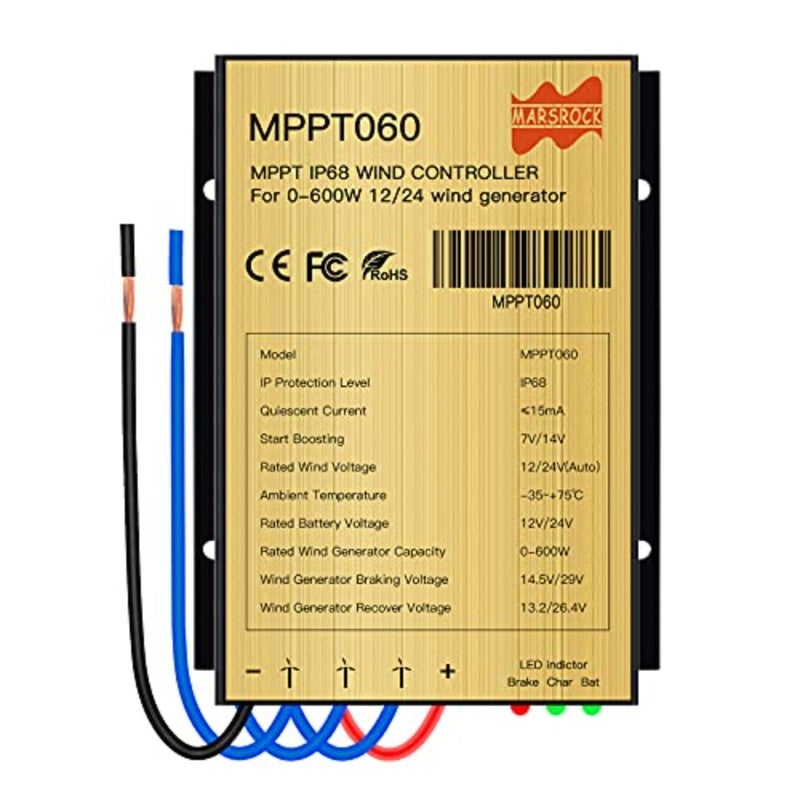 0~600w Mini Wind Charge Discharge MPPT Controller IP67 Waterproof Regular Auto Match Wind Output DC AC 12/24v Voltage Wind Power System Ternary Lithium LFP Lead-Acid Gel Battery - Image 1