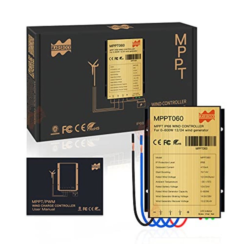 0~600w Mini Wind Charge Discharge MPPT Controller IP67 Waterproof Regular Auto Match Wind Output DC AC 12/24v Voltage Wind Power System Ternary Lithium LFP Lead-Acid Gel Battery - Image 5