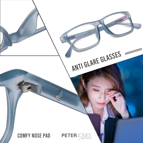 Peter Jones Blue Rectangular Unisex Anti Glare Computer/Gaming Glasses (6052BL) - Image 3