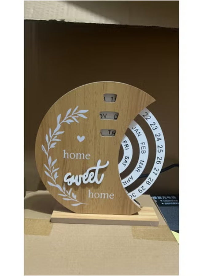 Home Wooden Eid Mubarak Calendar Moon Shaped Eid Calendar Ramadan Home Decor Islamic Kareem Party Decoration - Image 2