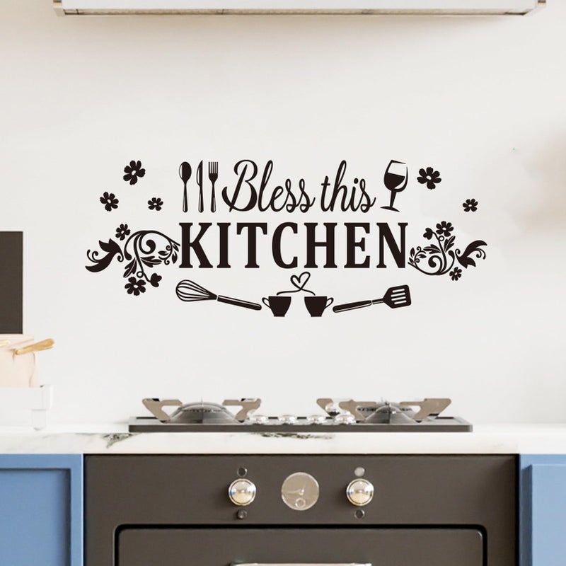 VODOE Family Quotes Wall Stickers for Kitchen: Inspirational Home Vinyl Art Wall Decals for Dining Room Living Room Pantry - Bless This Kitchen 23" X 9" - Image 5