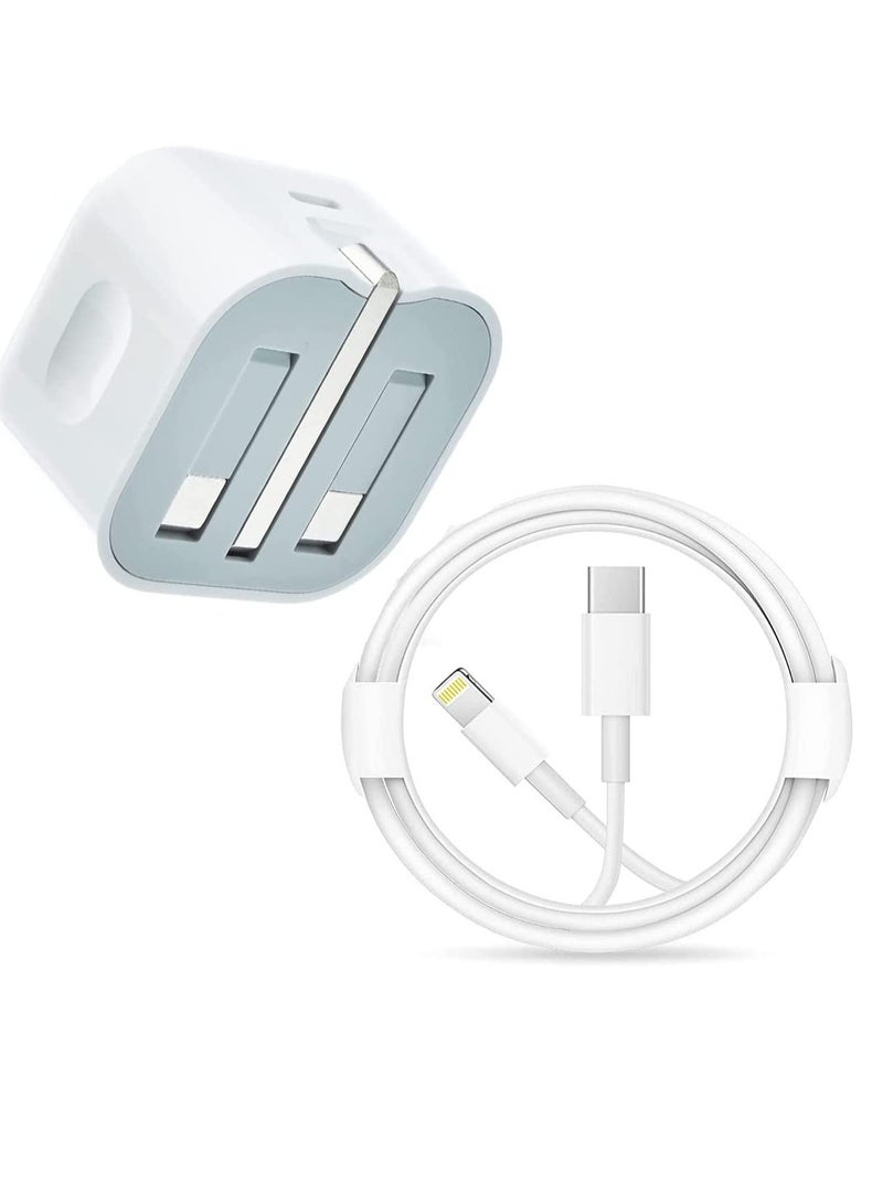 20W PD Changer USB-C Power Adapter With 1m Type-C To Lightning Cable White