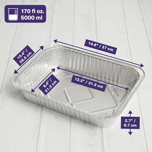 MATANA 9x13 Aluminum Pans Foil Trays (25 Pack) Disposable Baking Tin Foil Pan, Half Size Deep Steam Table Pan, Aluminum Tray, Great for Oven Roasting, Chafing, Heating, Serving Food, Parties - Image 3