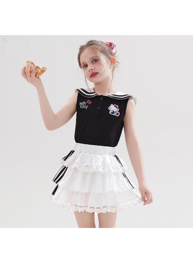 هالو كيتي مرحبا كيتي الفتيات الصيف دعوى جديدة كلية نمط تنورة قصيرة بلا أكمام تي شيرت قطعتين ملابس الأطفال هدية للعائلة والأصدقاء - Image 2