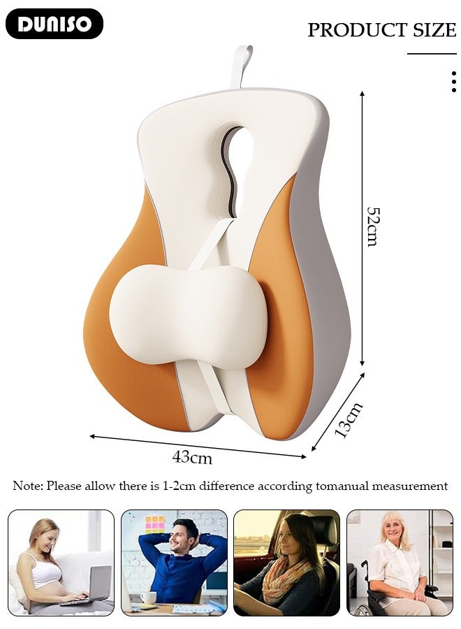 DUNISO Adjustable Lumbar Support Pillow, Improve Lower Back Pain Relief and Sitting Posture, Adjustable Slider, Ergonomic Memory Foam Back Cushion for Long Sitting, Back Support Pillow for Office Chair Car Plane - Image 3