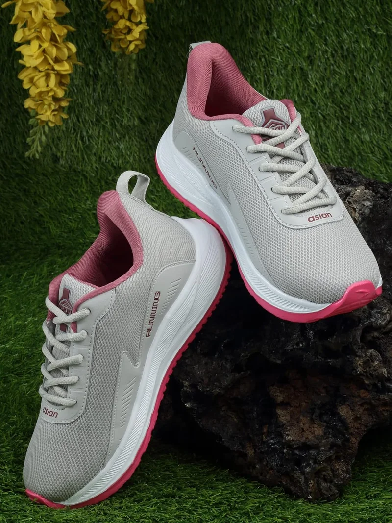 أسيان Light Grey Mauve Sneakers for Women and Girls