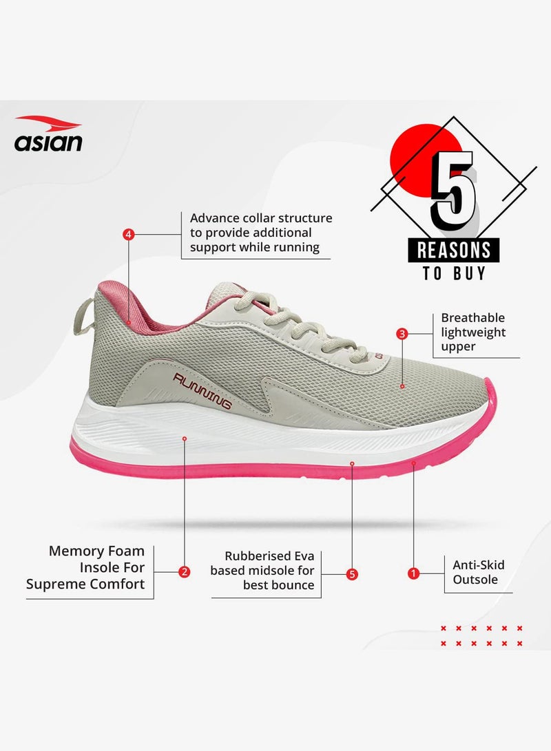 Asian Light Grey Mauve Sneakers for Women and Girls - Image 1