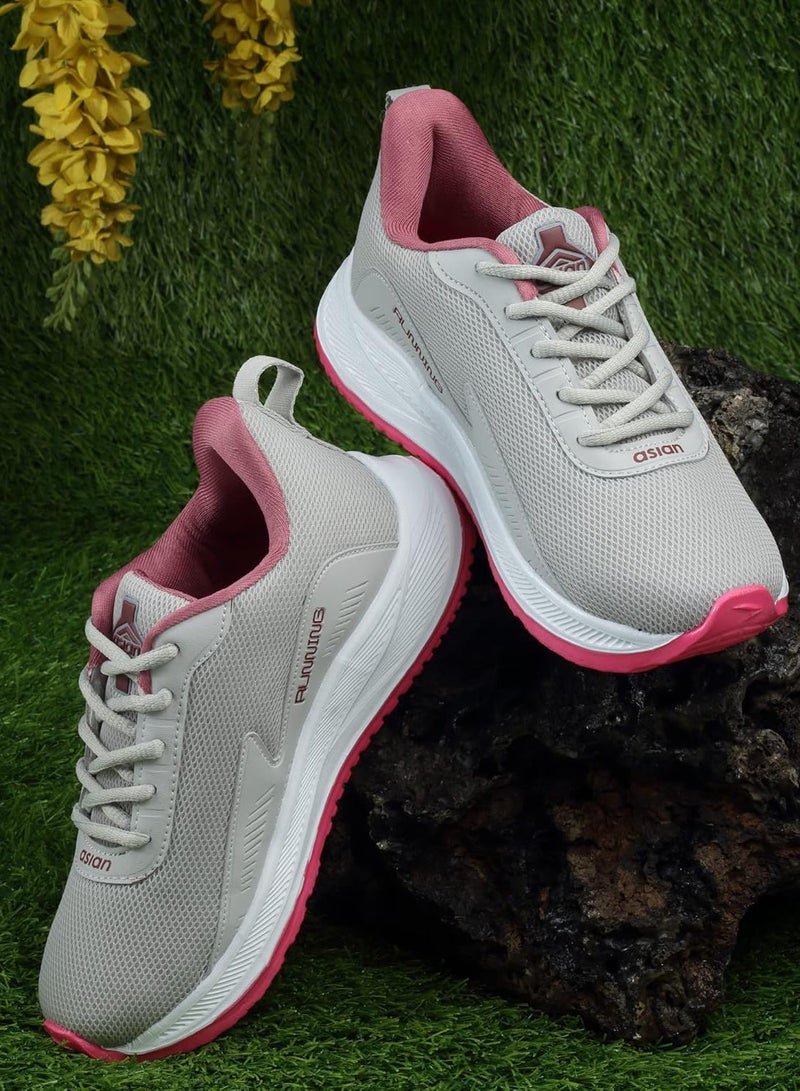 Asian Light Grey Mauve Sneakers for Women and Girls - Image 3
