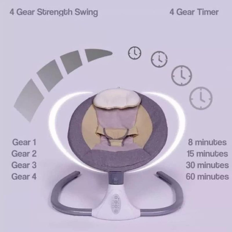 Baby Rocker Automatic Baby Swing Crib Electric Rocking Chair Smart Bluetooth Electric Cradle With Remote control and Mosquito Net Newborn(Silver gray) - Image 4