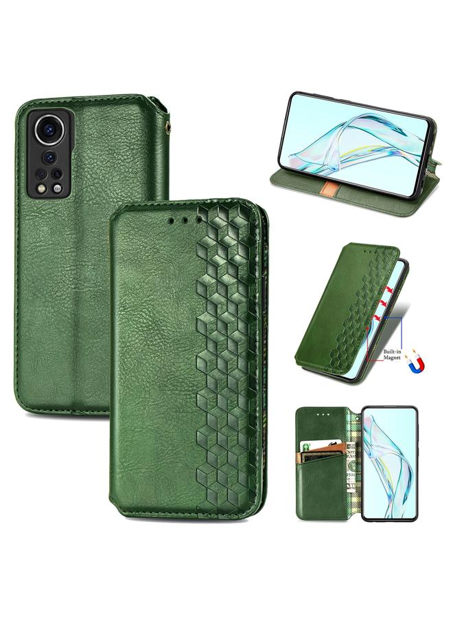 Case For ZTE Axon 30 5G Cubic Grid Pressed Horizontal Flip Magnetic PU Leather Case with Holder & Card Slots & Wallet
