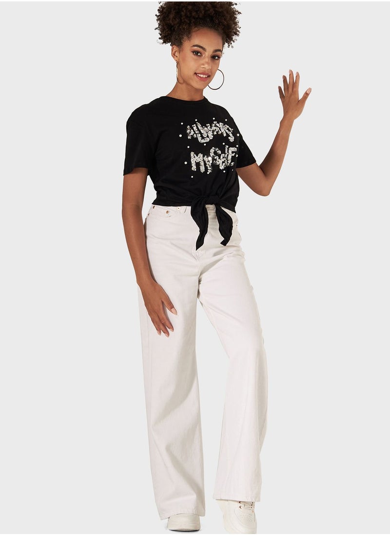 2Xtremz - Embellished Knot Detail T-Shirt - Image 1