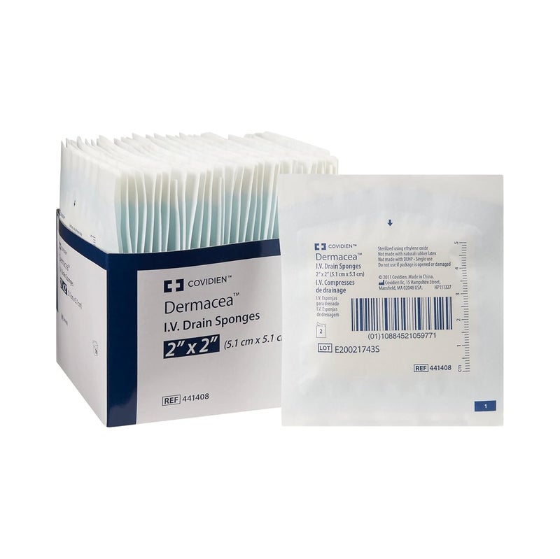 Covidien 441408 Dermacea I.V. Drain Sponges, 2" x 2" Size (Pack of 70)